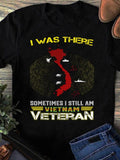 Men's T-Shirt I Was There Vintage Map With Aircrafts And Yellow Highlights Vietnam Veteran