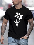 Men's T-Shirt Simple Blissful Lines With Petals And Minimalist Summer Flower
