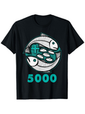 Men's T-Shirt 5000 Stylized Fish With Circular Pattern And Abstract Water Elements