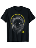 Men's T-Shirt Luminous Glow With Misty Aura Around Fierce Majestic Wolf