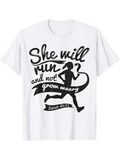 Men's T-Shirt She Will Run And Not Grow Weary With Motivated Female Silhouette Runner