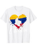 Men's T-Shirt Colombia Heart Shaped Watercolor Map With Painted Brush Strokes