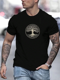 Men's T-Shirt Ancient Forest With Silhouetted Gold Tree Of Life Symbol