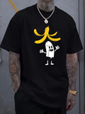 Men's T-Shirt Playful Cartoon Banana Character Posing Under Yellow Fruit Peel Banana