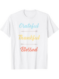 Men's T-Shirt Grateful Thankful Blessed Colorful Hand Lettering On Clean White Shirt