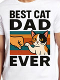 Men's T-Shirt Best Cat Dad Ever Retro Color Block With Fist Bump Cat