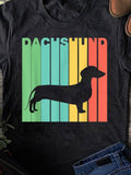 Men's T-Shirt Dachshund Colorful Striped Vintage Graphic Background Dog