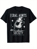 Men's T-Shirt Feral Aunts Society Standing Opossum Among Scattered Stars