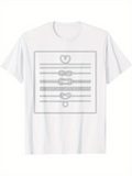 Men's T-Shirt Outlined Hearts And Linear Pattern Surrounded By Fine Parallel Lines T shirt