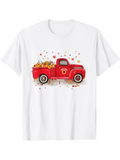 Men's T-Shirt Classic Red Truck Carrying Sunflowers And Autumn Leaves Pickup