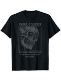 Men's T-Shirt Awake O Sleeper Dark Artistic Skull With Dramatic Lighting Design