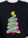 Men's T-Shirt Colorful Brushstroke Swirls With Star Shining On Christmas Tree