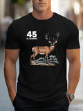 Men's T-Shirt Number 45 With Standing Stag In Peaceful Woodland