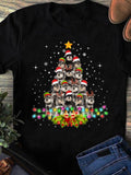 Women's T-Shirt Adorable Dogs Wearing Santa Hats Forming Christmas Tree