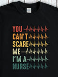 Men's T-Shirt You Cant Scare Me Im A Nurse Colorful Gradient Heartbeat Lines Nurse