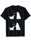 Men's T-Shirt Boo Boop Cartoony Canine Interacting With Friendly Ghost Figure