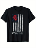 Men's T-Shirt Distressed Mechanic Tools Forming The American Flag Design