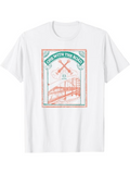 Men's T-Shirt One With The Road Vintage Line Art Featuring Airplane And Bridge