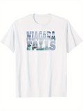 Men's T-Shirt Niagara Falls Nature Waterfall Landscape With Cascading Misty Water