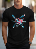 Men's T-Shirt Vintage Fighter Plane With Shark Teeth Art Illustration Airplane