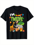 Men's T-Shirt Im Twelve Jungle Birthday Party With Balloons And Funny Animals