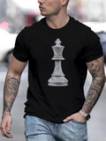 Men's T-Shirt Hand Sketched Detailed Silhouette With Elegant Lines King Chess Piece
