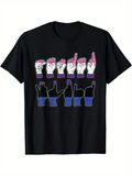Men's T-Shirt American Sign Language Fingerspelling With Gradient Colored Shadow Hands