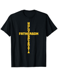 Men's T-Shirt Bold Yellow Cross With Triangular Pattern Highlighting Spiritual Faith Shirt