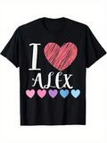 Men's T-Shirt I Love Alex With Colorful Hearts And Playful Letter Art