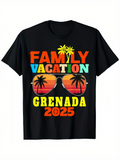 Men's T-Shirt Family Vacation Tropical Sunset Reflection With Palm Trees Sunglasses