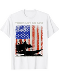 Men's T-Shirt Yours May Go Fast Distressed American Flag With Airboat And Swamp Scene