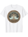 Men's T-Shirt Ancient Woodwork Pattern With Intertwined Roots Mystical Forest Tree