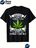Men's T-Shirt Sativa Change Indica Accept Green Cannabis Leaf With Rolling Papers