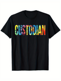 Men's T-Shirt Bold Multicolor Letters With Clean Background Custodian