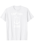 Men's T-Shirt Captain John Nautical Anchor Emblem Featuring Crisp White Cotton T Shirt