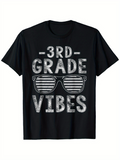 Men's T-Shirt Third Grade Vibes With Retro Striped Sunglasses And Grunge Letter Texture