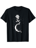 Men's T-Shirt Blooming Crescent Moon With Sparkling Petals Surrounding A Single Rose