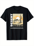 Men's T-Shirt Desert Vibes Arizona Wilderness With Sunset Silhouetted Cacti Landscape