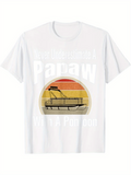 Men's T-Shirt Never Underestimate Papaw Retro Sunset With Pontoon Boat