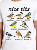 Men's T-Shirt Nice Tits Colorful Illustrated Birds Among Tree Branches And Leaves