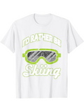 Men's T-Shirt Id Rather Be Skiing With Neon Green Snow Goggles Design