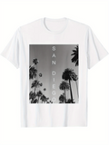 Men's T-Shirt San Diego Vintage Black And White Palm Trees Sunset Photograph