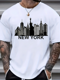 Men's T-Shirt New York City Skyline With Iconic Monuments And Skyscraper Buildings Design