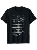 Men's T-Shirt Detailed Mechanical Drawing Blueprints With Labeled Scientific Engineering Diagram Torpedo