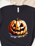 Men's T-Shirt Glowing Smiling Jack O Lantern Surrounded By Soft Shadows Pumpkin