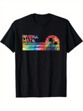 Men's T-Shirt Riviera Maya Mexico Sunset Lines With Palm Trees And Birds