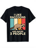 Men's T-Shirt I Like Raccoons And Maybe Three People Retro Colored Panels Raccoon