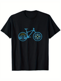 Men's T-Shirt Glowing Blue Graphic Bike With Compass And Nature Scenery Bicycle