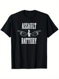 Men's T-Shirt Assault And Battery White Bold Text With Pointing Hands Illustration T Shirt