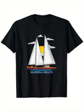 Men's T-Shirt Madeira Beach Sunrise Clouds With Calm Ocean And Peaceful Sailboat